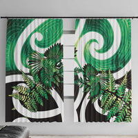 Piwakawaka New Zealand Matariki Window Curtain Maori New Year Silver Fern Green Galaxy LT14 With Hooks Green - Polynesian Pride