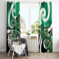 Piwakawaka New Zealand Matariki Window Curtain Maori New Year Silver Fern Green Galaxy LT14 - Polynesian Pride