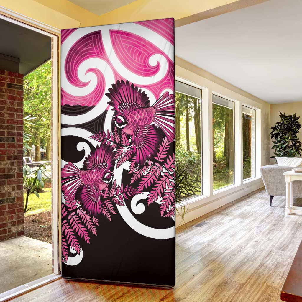 Piwakawaka New Zealand Matariki Door Cover Maori New Year Silver Fern Pink Galaxy LT14 - Polynesian Pride
