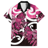Piwakawaka New Zealand Matariki Family Matching Tank Maxi Dress and Hawaiian Shirt Maori New Year Silver Fern Pink Galaxy LT14 Dad's Shirt - Short Sleeve Pink - Polynesian Pride