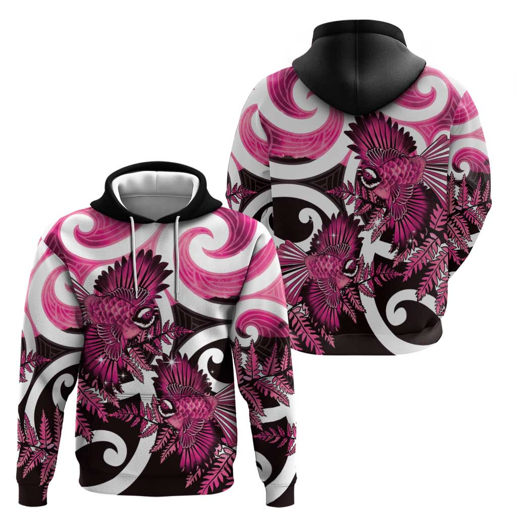 Piwakawaka New Zealand Matariki Hoodie Maori New Year Silver Fern Pink Galaxy LT14 - Polynesian Pride