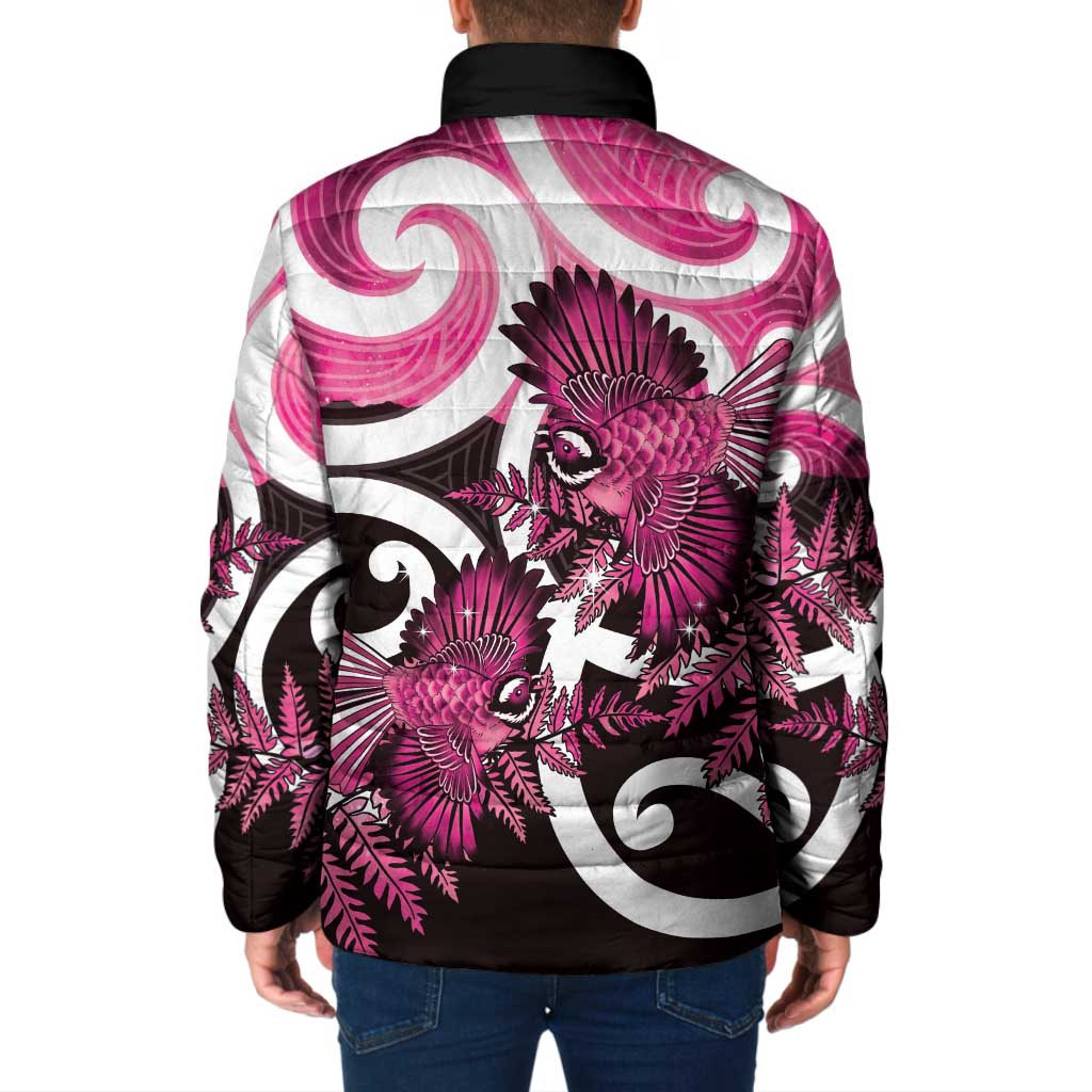 Piwakawaka New Zealand Matariki Padded Jacket Maori New Year Silver Fern Pink Galaxy LT14 - Polynesian Pride