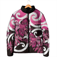 Piwakawaka New Zealand Matariki Padded Jacket Maori New Year Silver Fern Pink Galaxy LT14 - Polynesian Pride