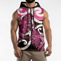 Piwakawaka New Zealand Matariki Sleeveless Zip Hoodie Maori New Year Silver Fern Pink Galaxy LT14 - Polynesian Pride