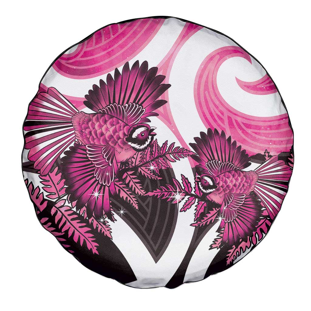 Piwakawaka New Zealand Matariki Spare Tire Cover Maori New Year Silver Fern Pink Galaxy LT14 - Polynesian Pride