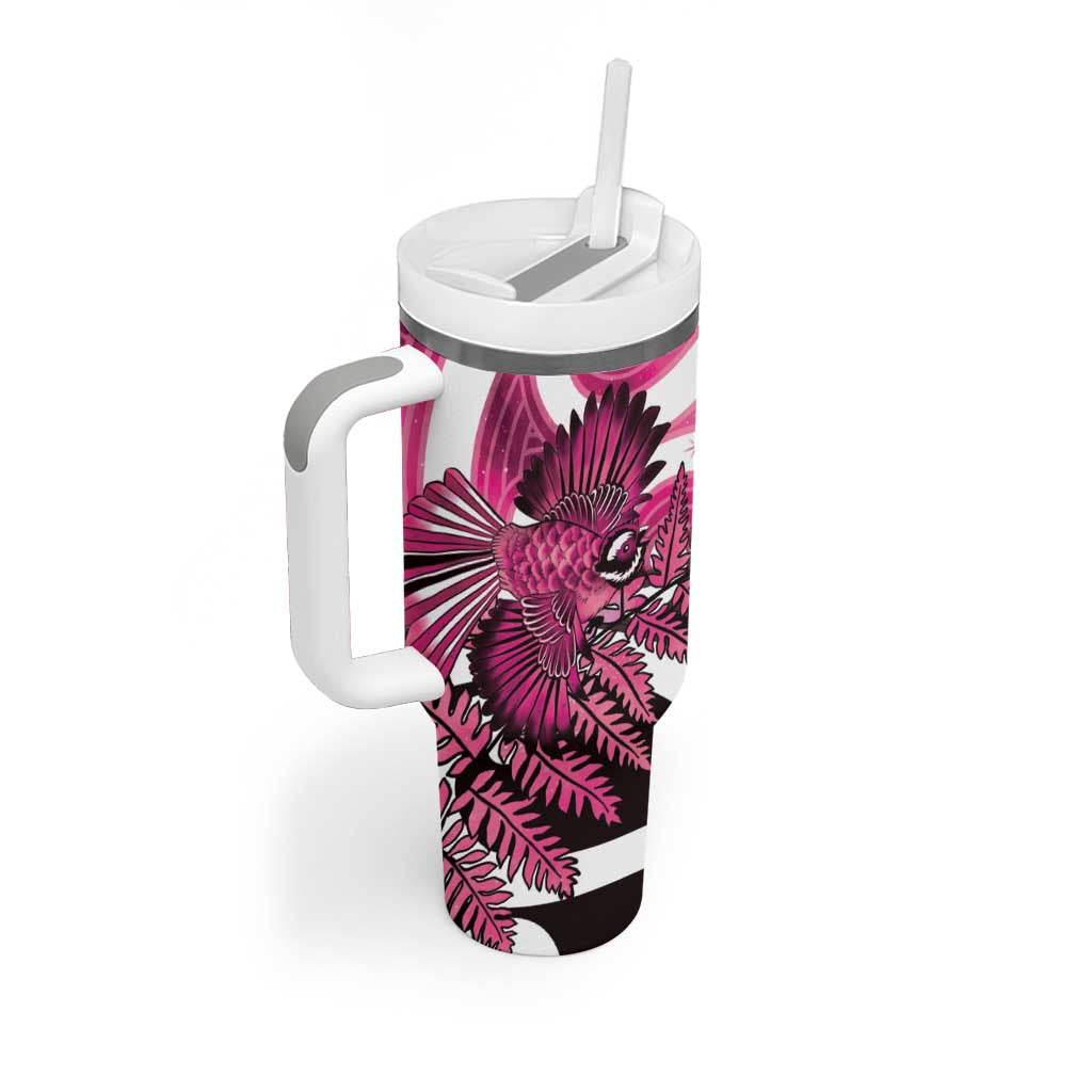 Piwakawaka New Zealand Matariki Tumbler With Handle Maori New Year Silver Fern Pink Galaxy LT14 - Polynesian Pride