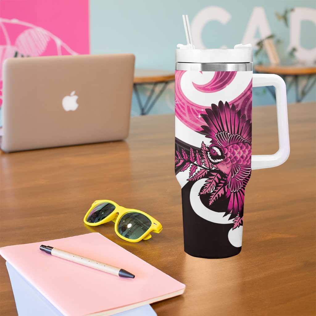 Piwakawaka New Zealand Matariki Tumbler With Handle Maori New Year Silver Fern Pink Galaxy LT14 - Polynesian Pride