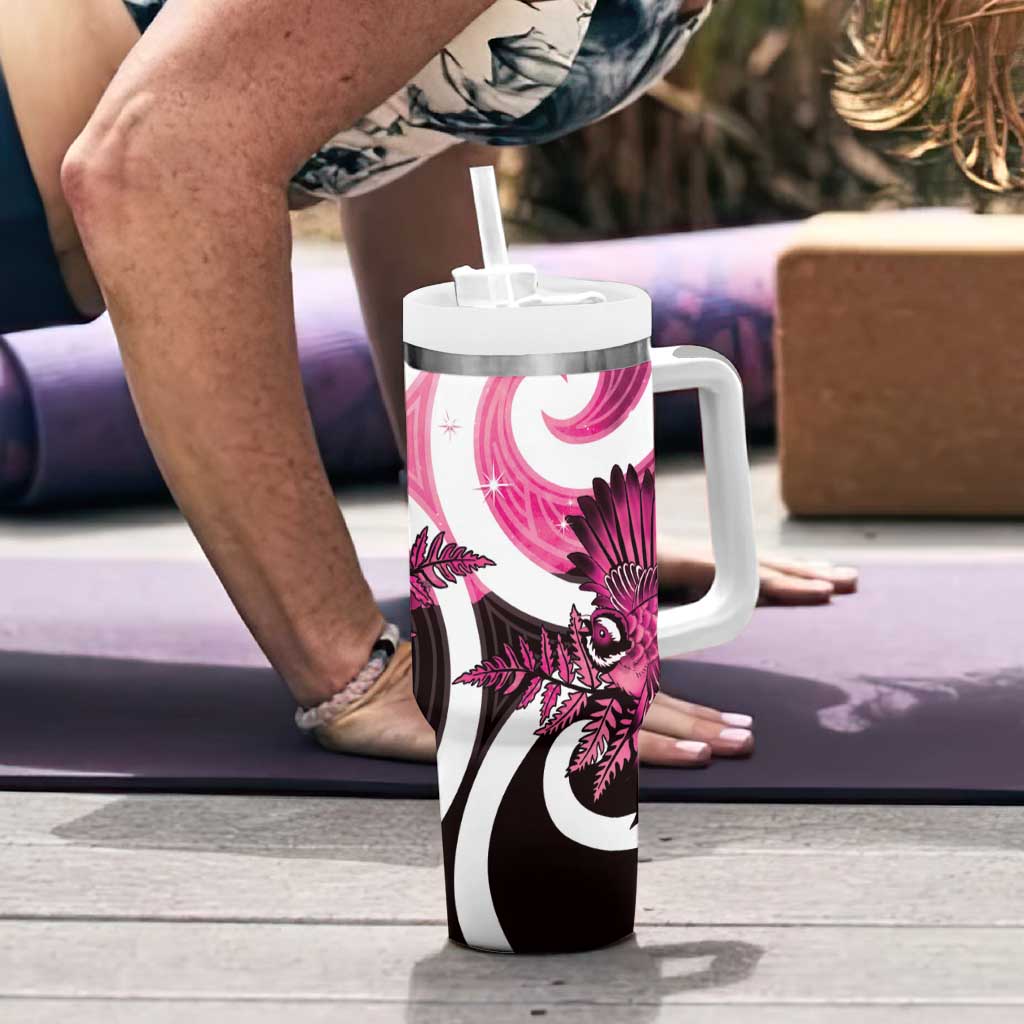 Piwakawaka New Zealand Matariki Tumbler With Handle Maori New Year Silver Fern Pink Galaxy LT14 - Polynesian Pride