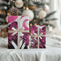 Piwakawaka New Zealand Matariki Wrapping Paper Maori New Year Silver Fern Pink Galaxy LT14 - Polynesian Pride