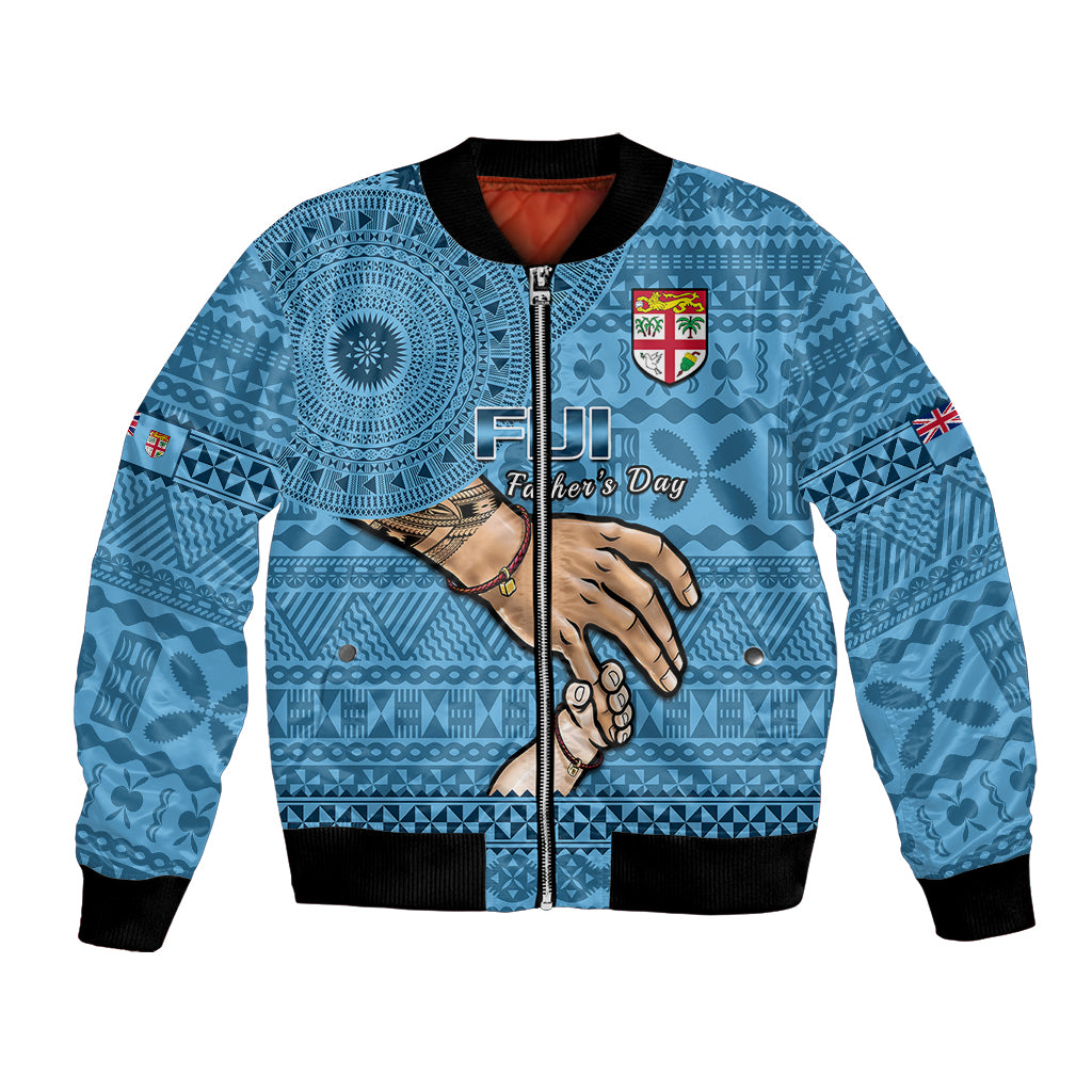 Polynesian Pride Father Day Fiji Bomber Jacket I Love You Dad Fijian Tapa Pattern LT14 Unisex Blue - Polynesian Pride
