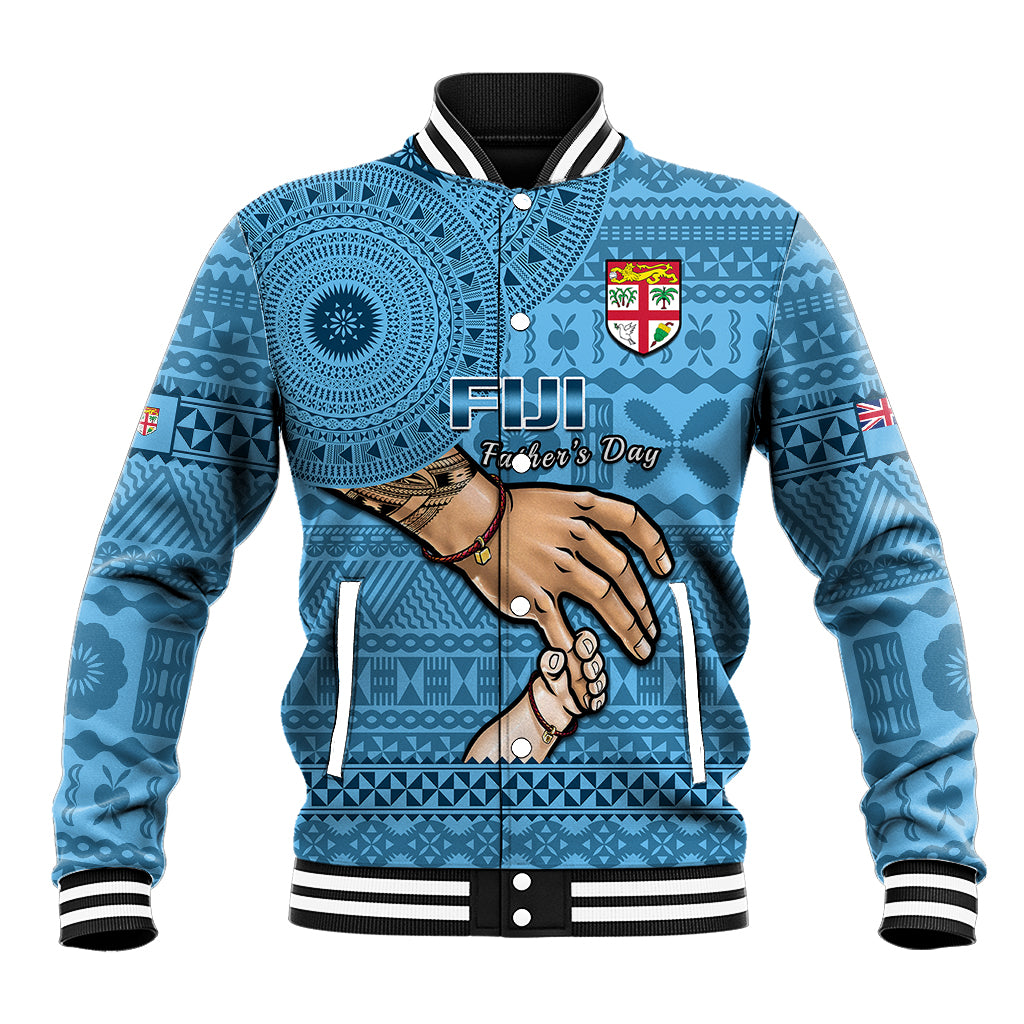 Personalised Father Day Fiji Baseball Jacket I Love You Dad Fijian Tapa Pattern LT14 Unisex Blue - Polynesian Pride