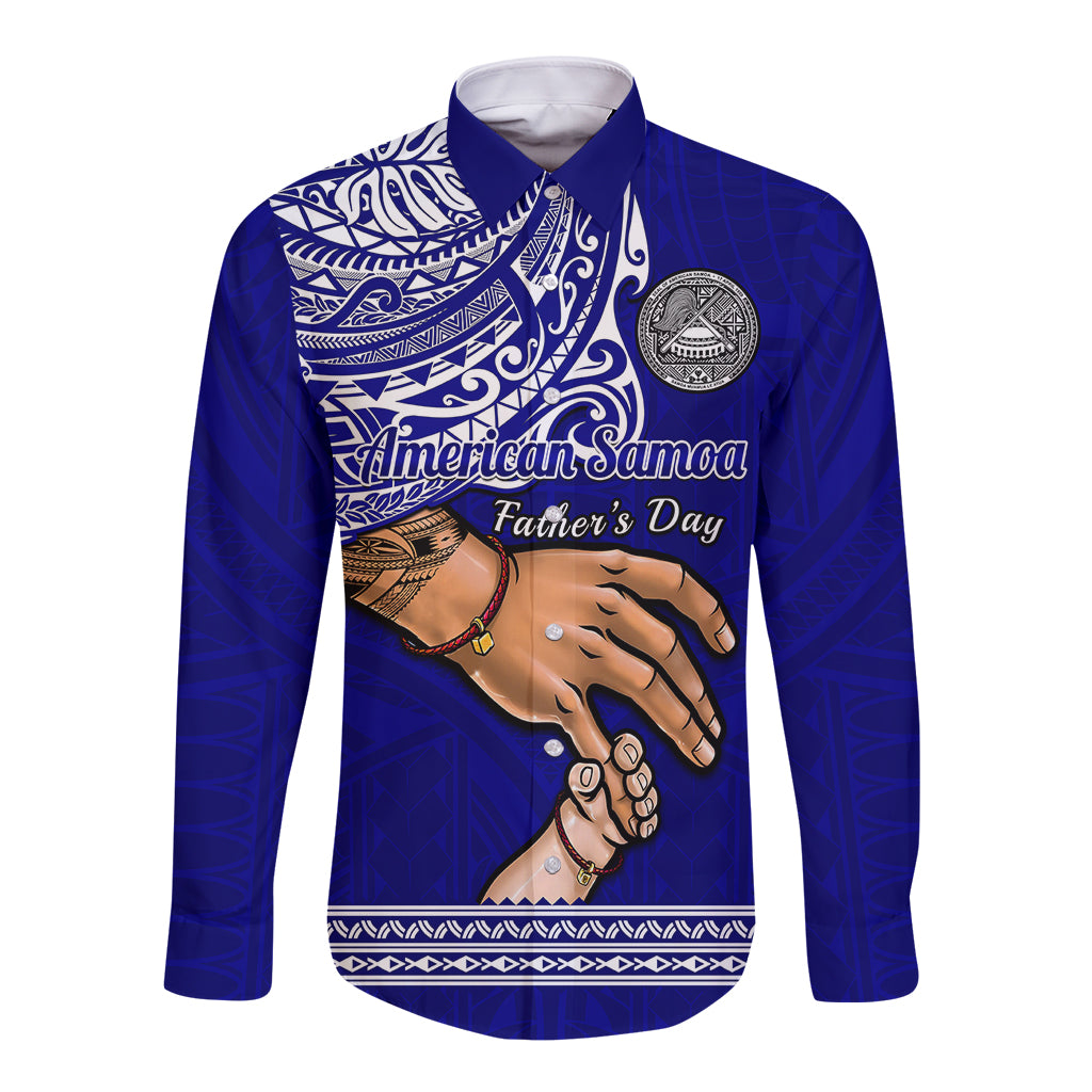 Polynesian Pride Father Day American Samoa Long Sleeve Button Shirt I Love You Dad LT14 Unisex Blue - Polynesian Pride