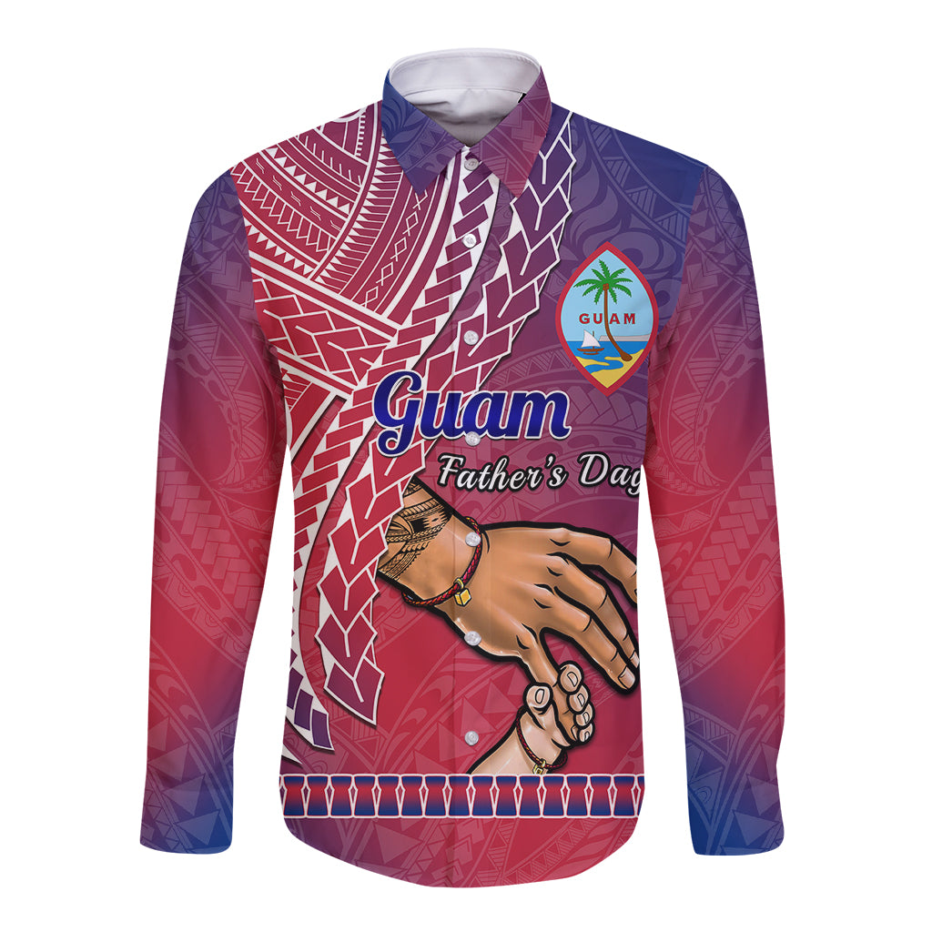 Polynesian Pride Father Day Guam Long Sleeve Button Shirt I Love You Dad Guaman Latte Stone LT14 Unisex Red - Polynesian Pride