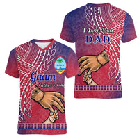 Polynesian Pride Father Day Guam Women V Neck T Shirt I Love You Dad Guaman Latte Stone LT14 - Polynesian Pride