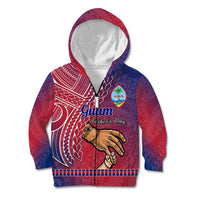 Personalised Father Day Guam Kid Hoodie I Love You Dad Guaman Latte Stone LT14 Zip Hoodie Red - Polynesian Pride