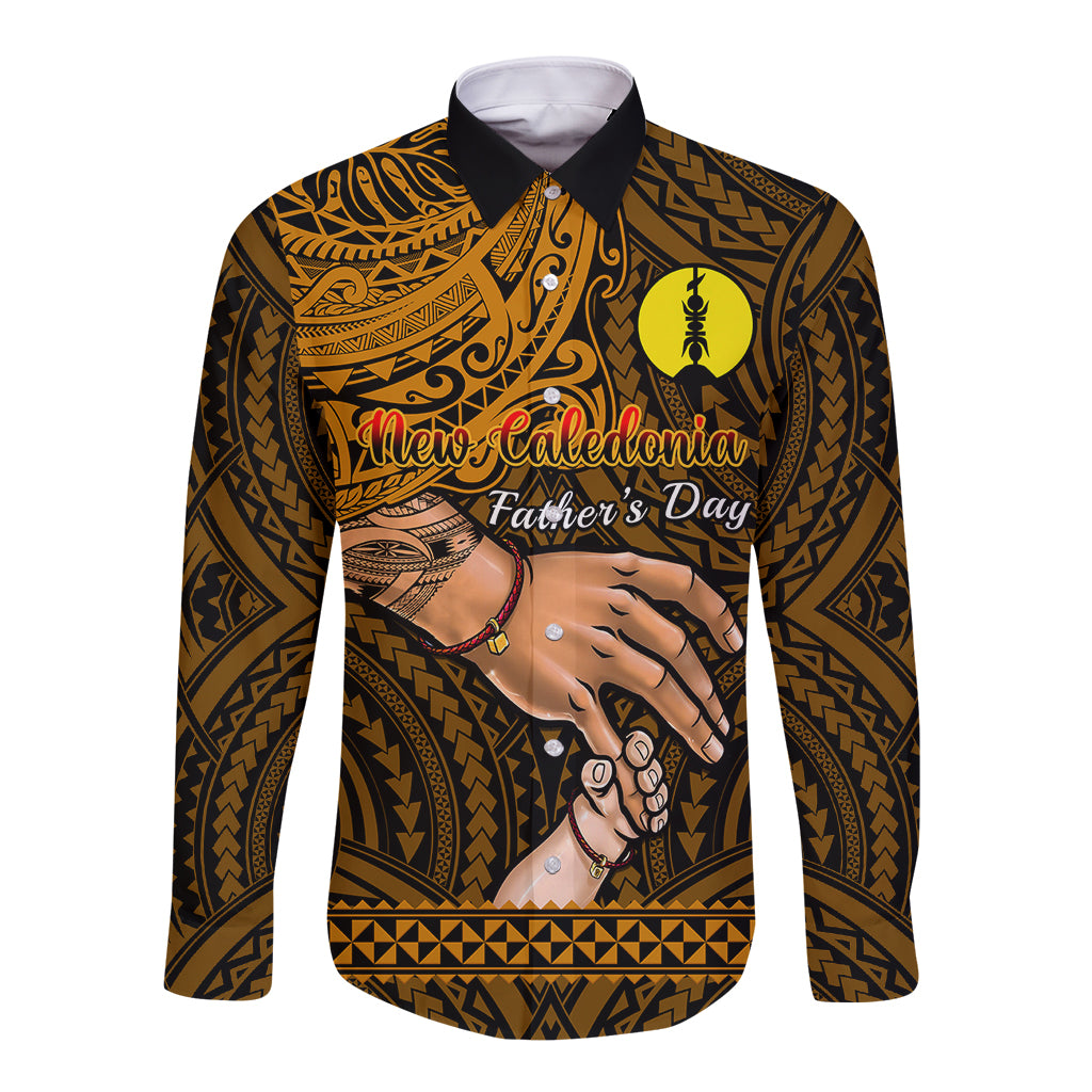 Polynesian Pride Father Day New Caledonia Long Sleeve Button Shirt I Love You Dad LT14 Unisex Gold - Polynesian Pride