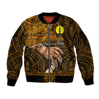 Polynesian Pride Father Day New Caledonia Sleeve Zip Bomber Jacket I Love You Dad LT14 Unisex Gold - Polynesian Pride