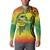 Hawaii Flag Day Button Sweatshirt Kanaka Maoli With Kakau Polynesian Pattern LT14