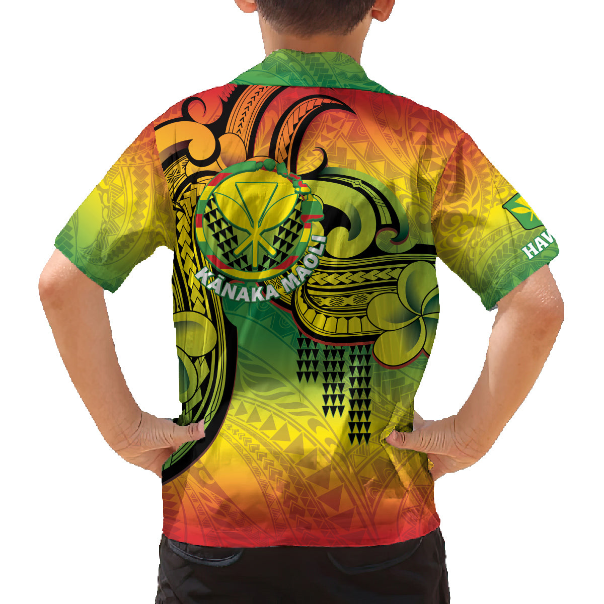 Hawaii Flag Day Family Matching Off Shoulder Short Dress and Hawaiian Shirt Kanaka Maoli With Kakau Polynesian Pattern LT14