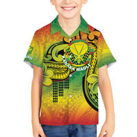 Hawaii Flag Day Family Matching Off Shoulder Short Dress and Hawaiian Shirt Kanaka Maoli With Kakau Polynesian Pattern LT14