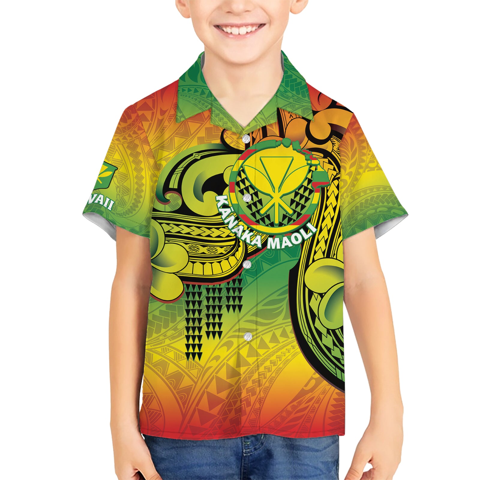 Hawaii Flag Day Kid Hawaiian Shirt Kanaka Maoli With Kakau Polynesian Pattern LT14