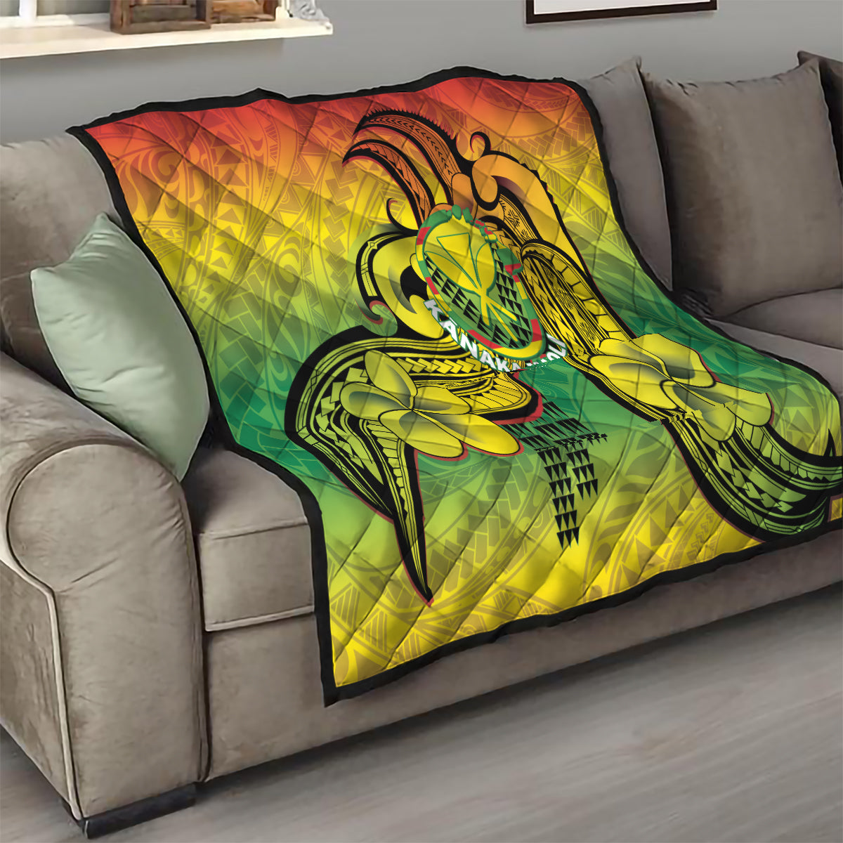 Hawaii Flag Day Quilt Kanaka Maoli With Kakau Polynesian Pattern