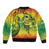 Hawaii Flag Day Sleeve Zip Bomber Jacket Kanaka Maoli With Kakau Polynesian Pattern LT14