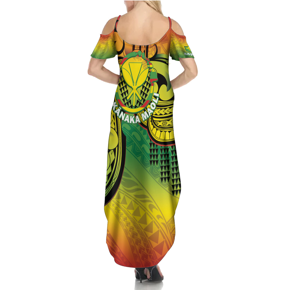 Hawaii Flag Day Summer Maxi Dress Kanaka Maoli With Kakau Polynesian Pattern LT14
