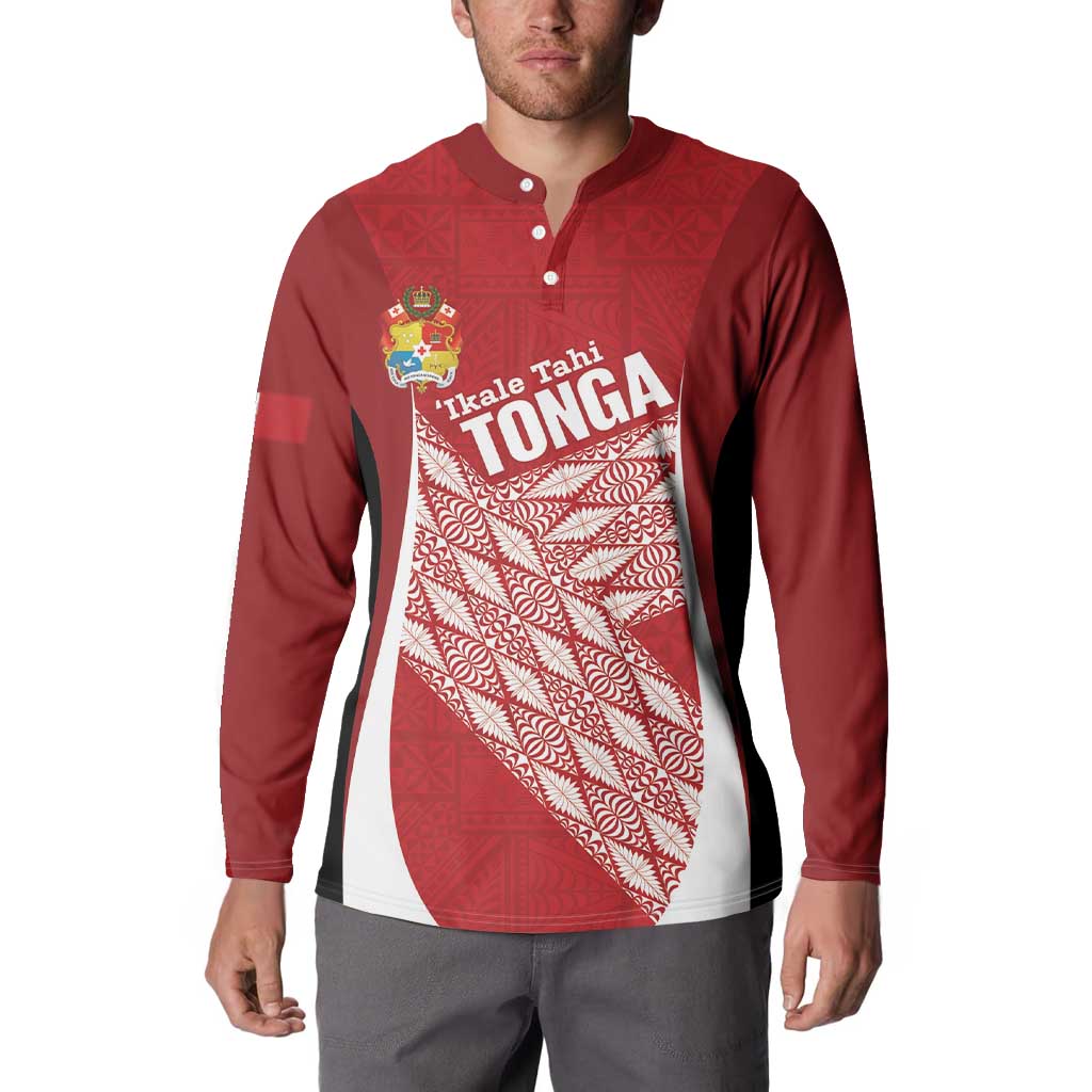 Tonga Rugby Custom Button Sweatshirt Go ʻIkale Tahi Go Tongan Tapa Cloth