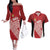 Tonga Rugby Custom Couples Matching Off The Shoulder Long Sleeve Dress and Hawaiian Shirt Go ʻIkale Tahi Go Tongan Tapa Cloth