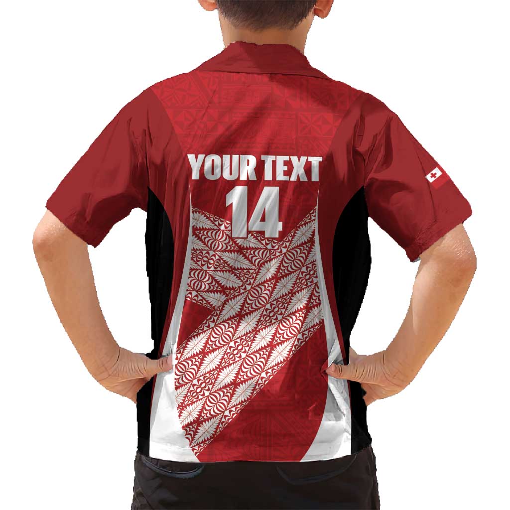 Tonga Rugby Custom Family Matching Off Shoulder Maxi Dress and Hawaiian Shirt Go ʻIkale Tahi Go Tongan Tapa Cloth