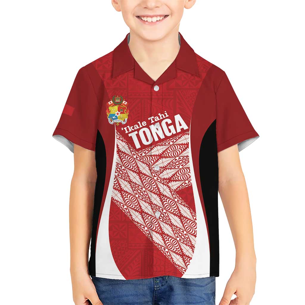 Tonga Rugby Custom Kid Hawaiian Shirt Go ʻIkale Tahi Go Tongan Tapa Cloth