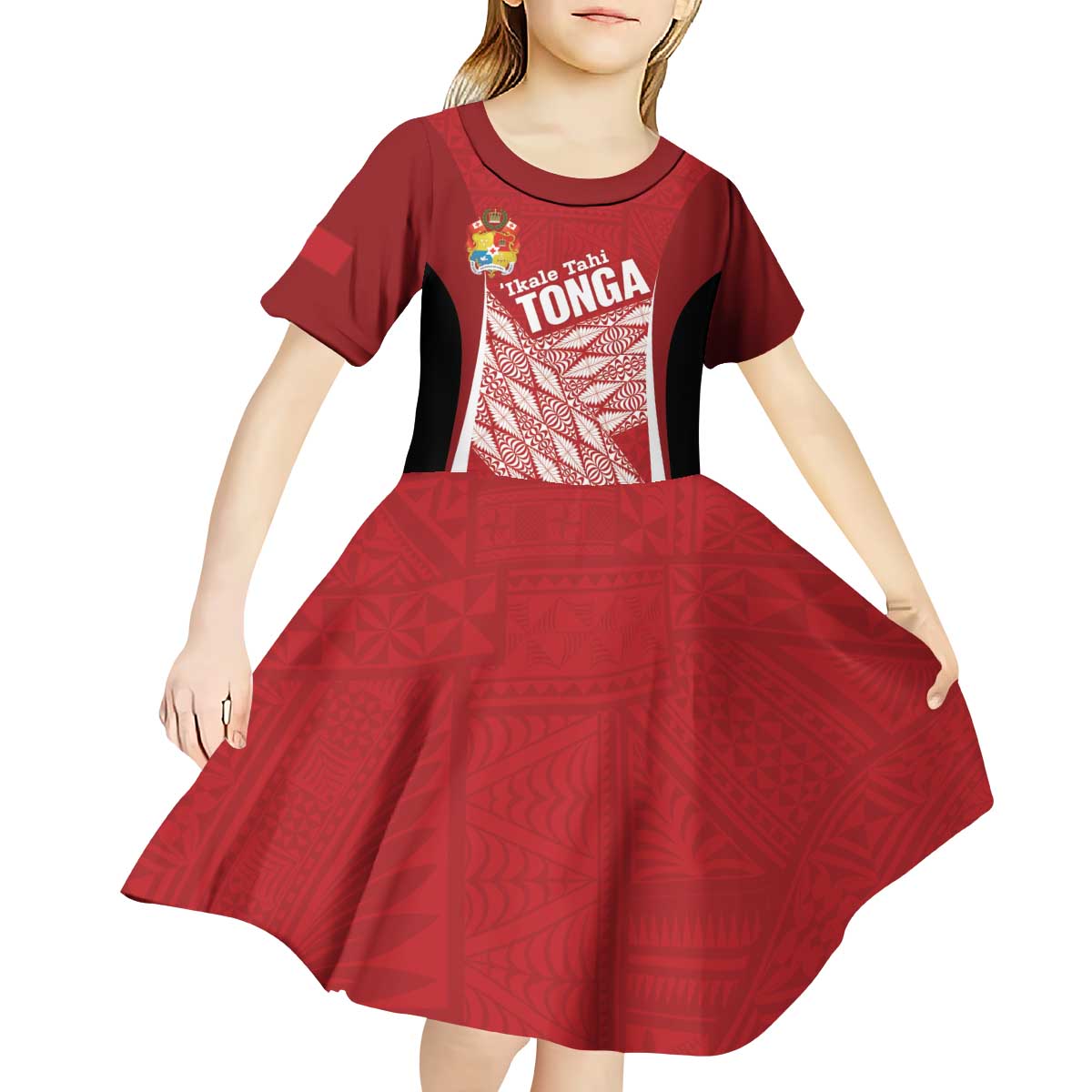 Tonga Rugby Custom Kid Short Sleeve Dress Go ʻIkale Tahi Go Tongan Tapa Cloth