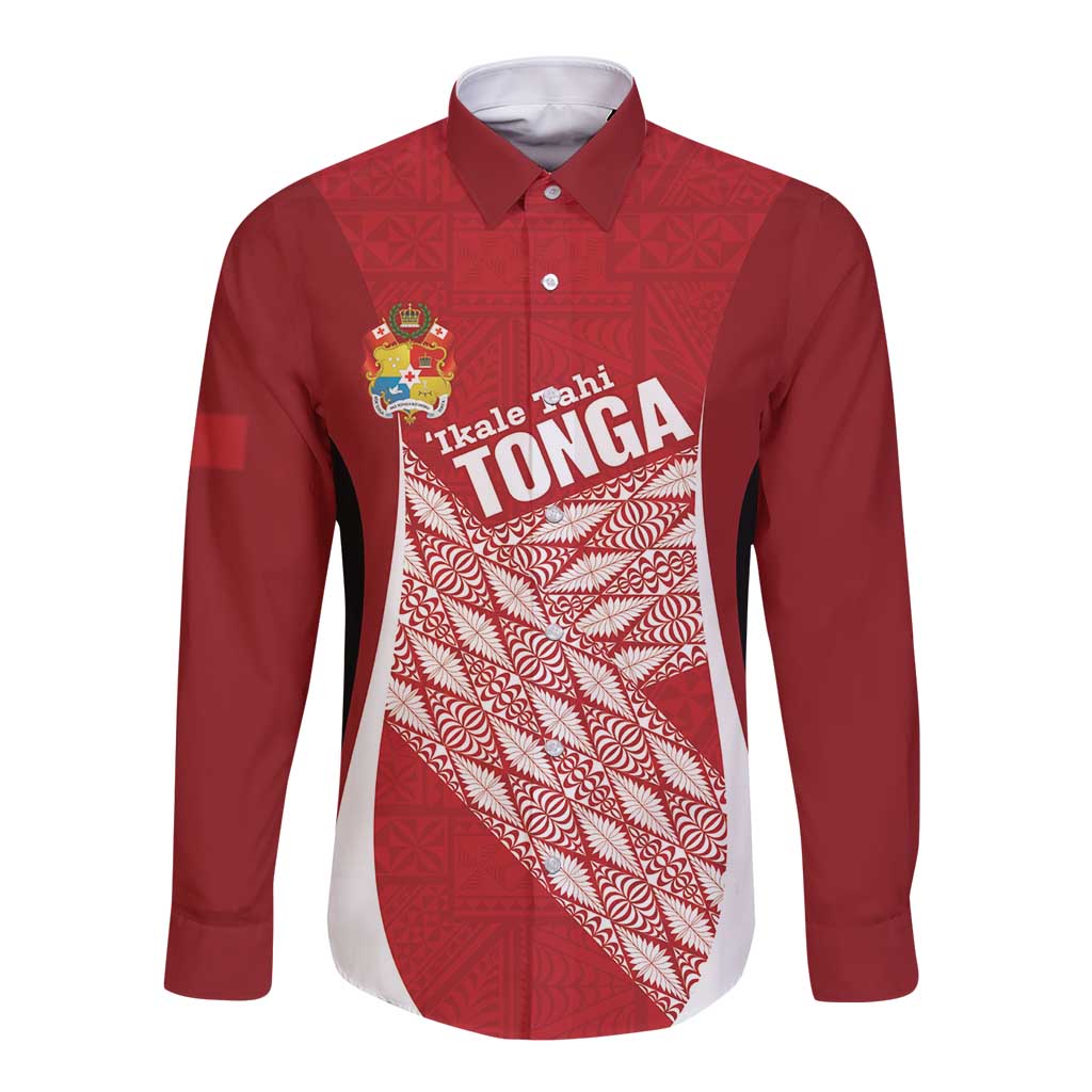 Tonga Rugby Custom Long Sleeve Button Shirt Go ʻIkale Tahi Go Tongan Tapa Cloth
