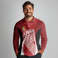 Tonga Rugby Custom Long Sleeve Polo Shirt Go ʻIkale Tahi Go Tongan Tapa Cloth
