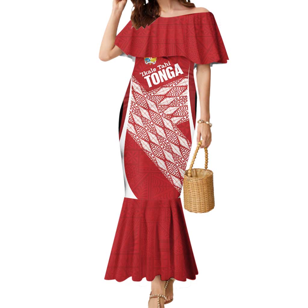 Tonga Rugby Custom Mermaid Dress Go ʻIkale Tahi Go Tongan Tapa Cloth