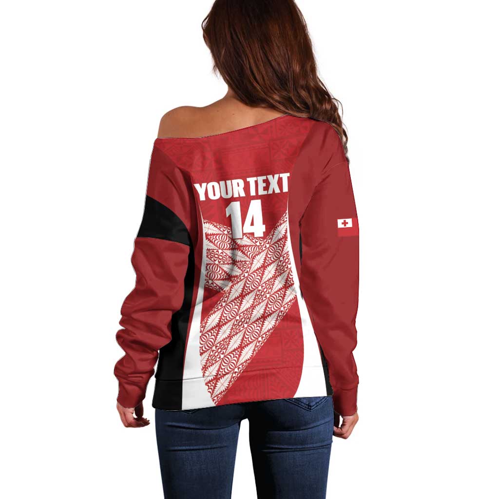 Tonga Rugby Custom Off Shoulder Sweater Go ʻIkale Tahi Go Tongan Tapa Cloth