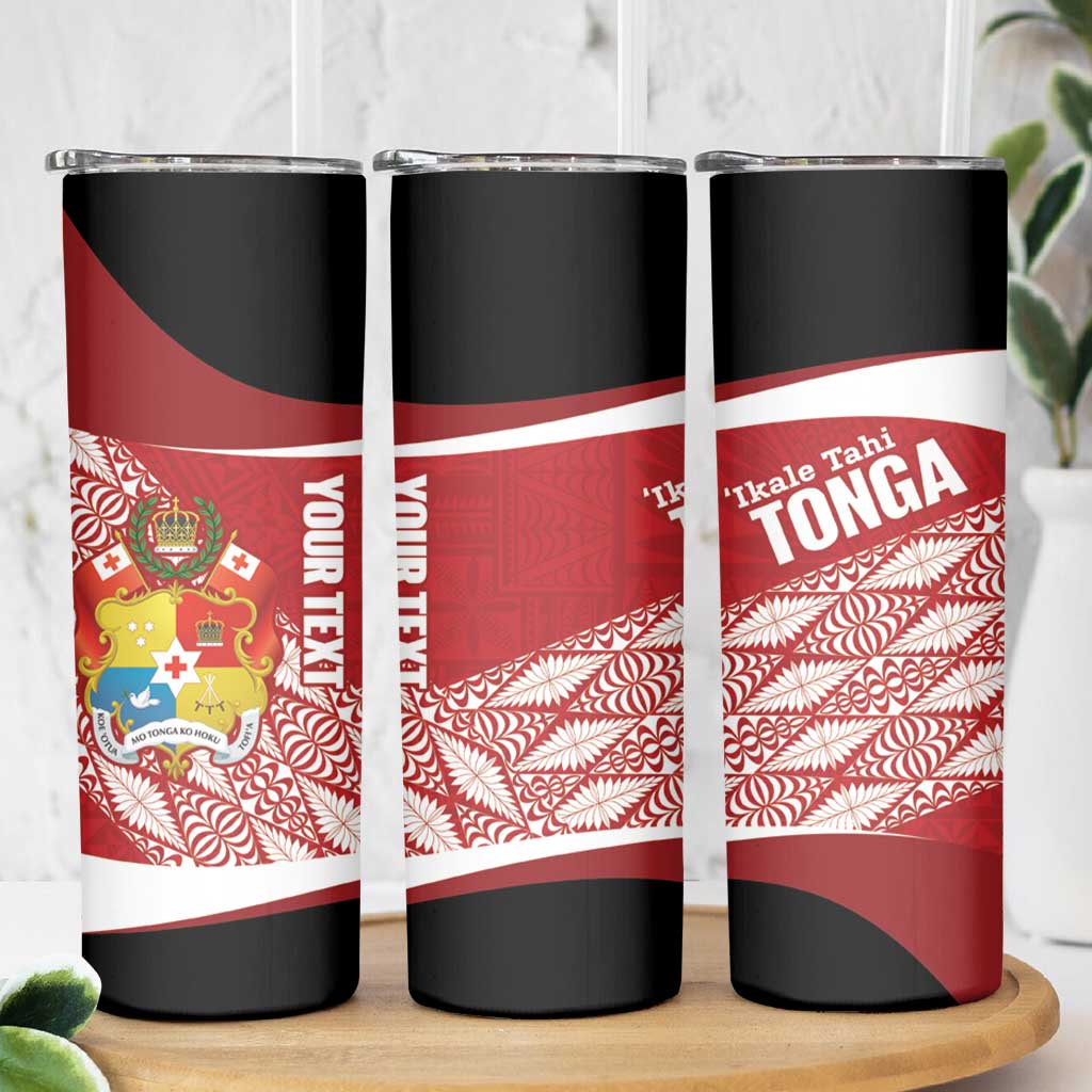 Tonga Rugby Custom Skinny Tumbler Go ʻIkale Tahi Go Tongan Tapa Cloth