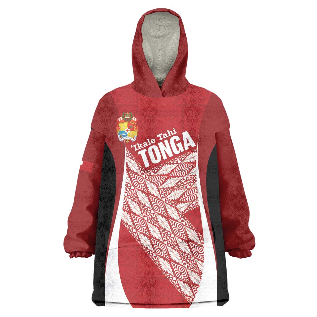 Tonga Rugby Custom Wearable Blanket Hoodie Go ʻIkale Tahi Go Tongan Tapa Cloth LT14 One Size Red - Polynesian Pride