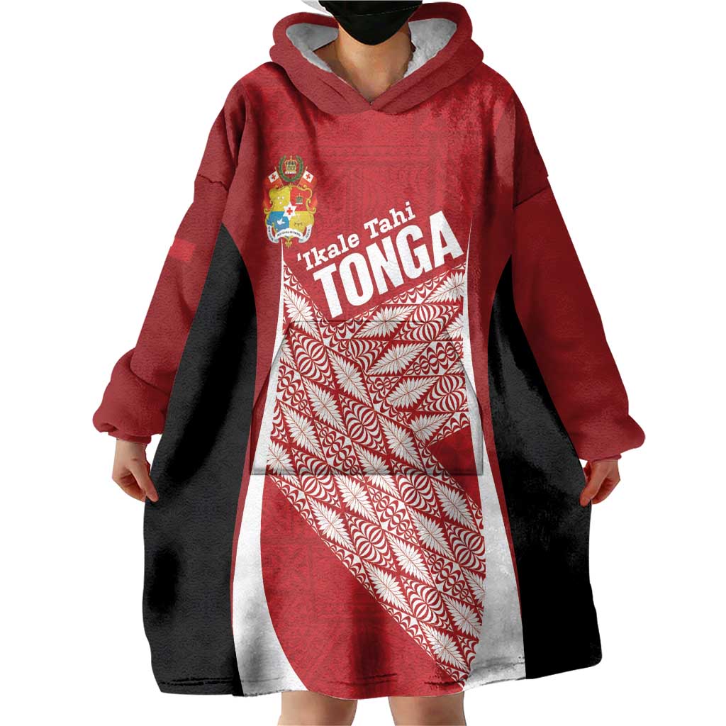 Tonga Rugby Custom Wearable Blanket Hoodie Go ʻIkale Tahi Go Tongan Tapa Cloth LT14 - Polynesian Pride