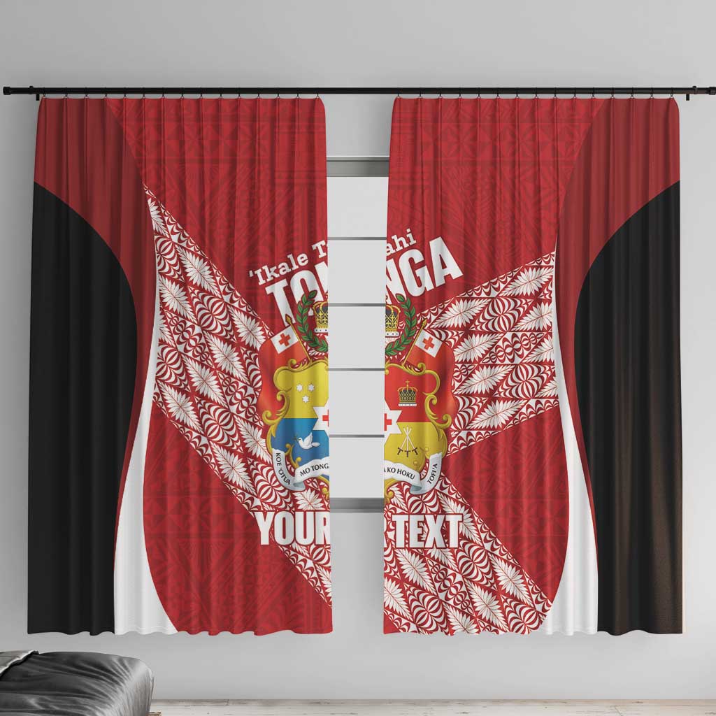 Tonga Rugby Custom Window Curtain Go ʻIkale Tahi Go Tongan Tapa Cloth LT14 With Hooks Red - Polynesian Pride