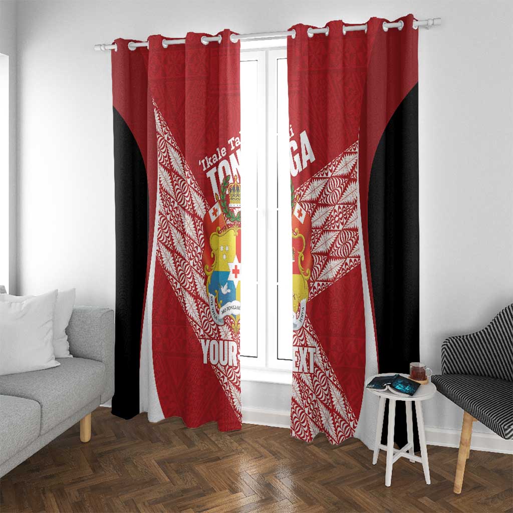 Tonga Rugby Custom Window Curtain Go ʻIkale Tahi Go Tongan Tapa Cloth LT14 With Grommets Red - Polynesian Pride