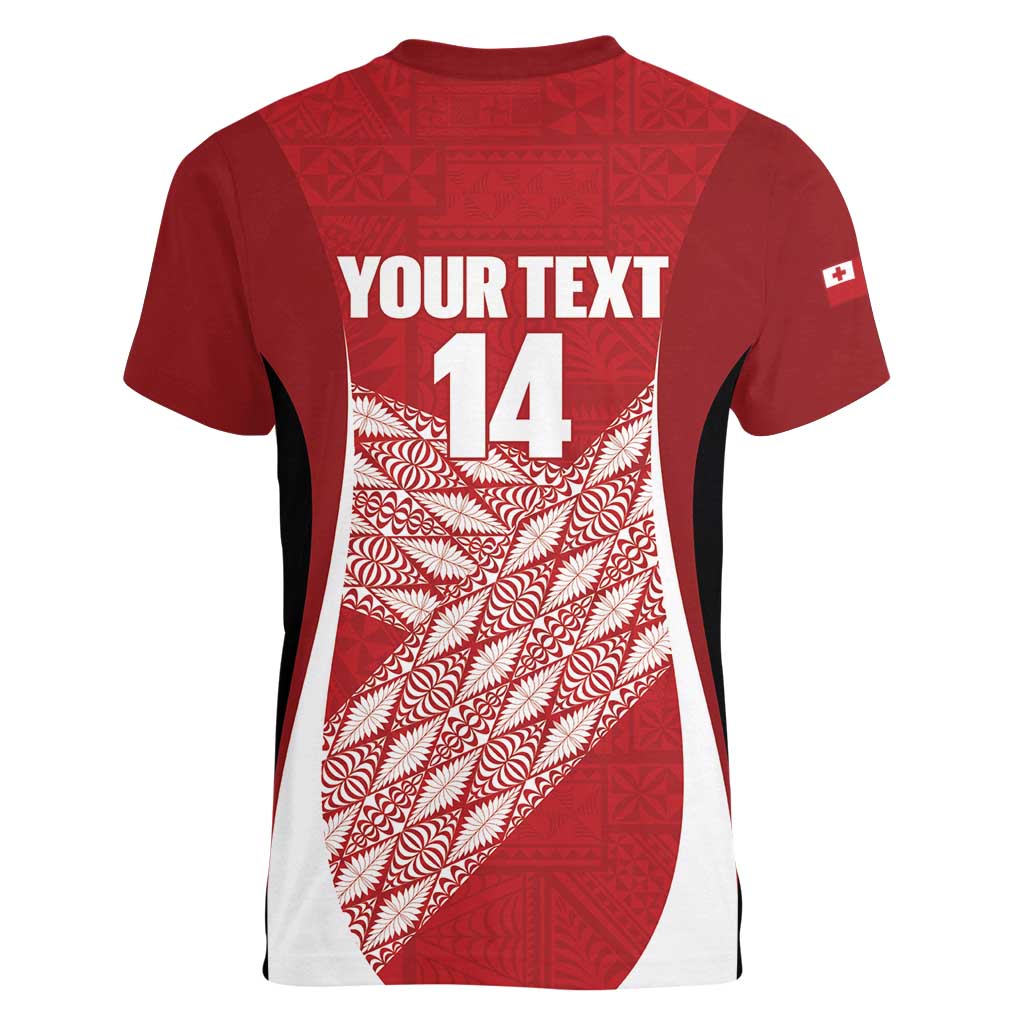Tonga Rugby Custom Women V-Neck T-Shirt Go ʻIkale Tahi Go Tongan Tapa Cloth LT14 - Polynesian Pride