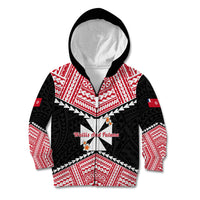 Personalised 29 July Wallis And Futuna Territory Day Kid Hoodie Polynesian Tribal Pattern LT14 Zip Hoodie Red - Polynesian Pride