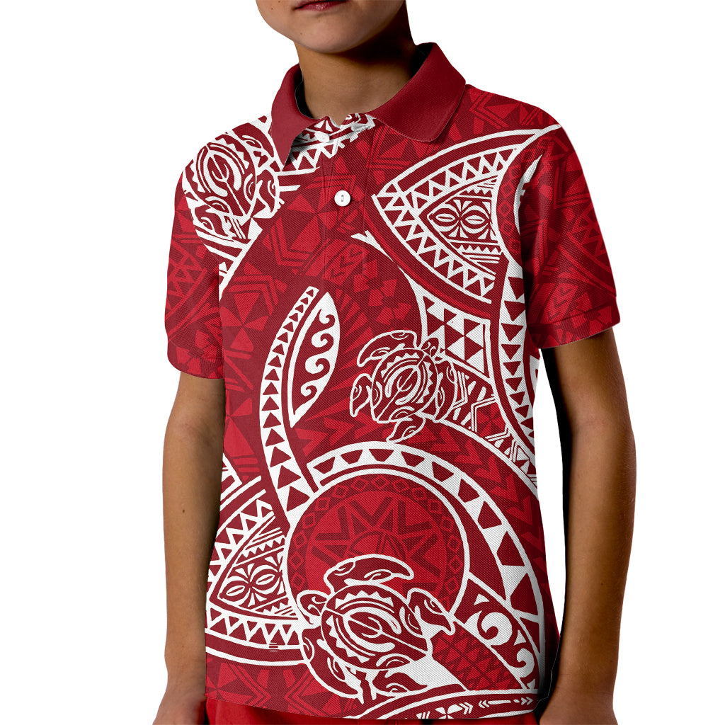 Polynesian Pride Hawaii Kid Polo Shirt Hawaiian Tribal Honu Red Version LT14 Kid Red - Polynesian Pride