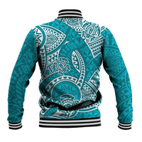 Polynesian Pride Hawaii Baseball Jacket Hawaiian Tribal Honu Turquoise Version LT14 - Polynesian Pride