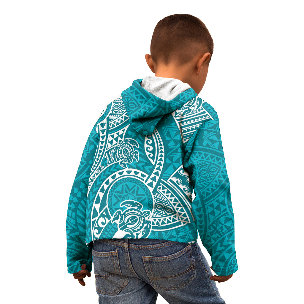 Polynesian Pride Hawaii Kid Hoodie Hawaiian Tribal Honu Turquoise Version LT14 - Polynesian Pride
