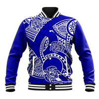 Polynesian Pride Hawaii Baseball Jacket Hawaiian Tribal Honu Blue Version LT14 Unisex Blue - Polynesian Pride