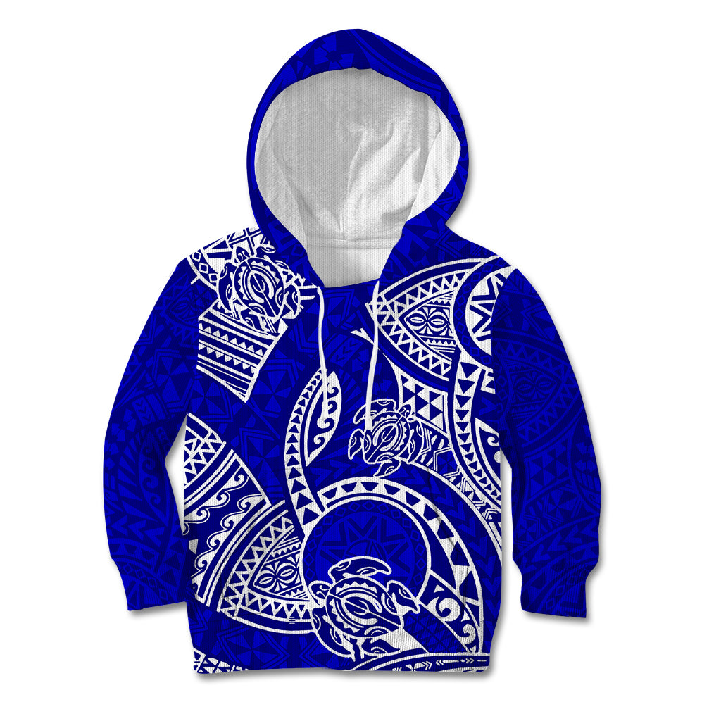 Polynesian Pride Hawaii Kid Hoodie Hawaiian Tribal Honu Blue Version LT14 Hoodie Blue - Polynesian Pride