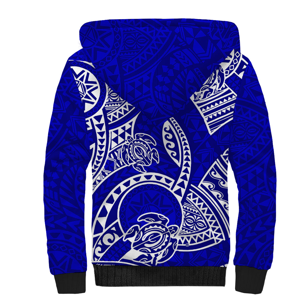 Polynesian Pride Hawaii Sherpa Hoodie Hawaiian Tribal Honu Blue Version LT14 - Polynesian Pride
